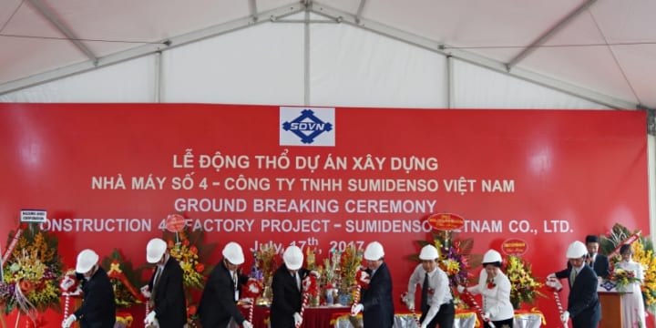 Công ty tổ chức lễ động thổ chuyên nghiệp tại Hải Dương | Lễ động thổ xây dựng nhà máy số 4 Sumidenso Việt Nam