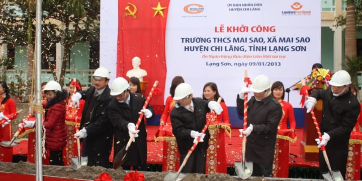 Công ty tổ chức lễ khởi công tại Lạng Sơn | Lễ khởi công xây dựng trường học do LienVietPostBank tài trợ tại Lạng Sơn