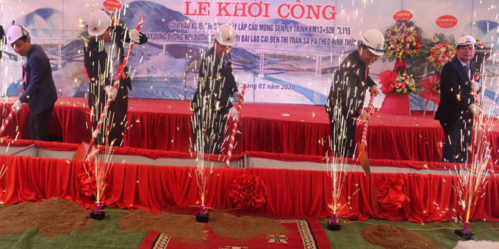 Công ty tổ chưc lễ khởi công tại Lào Cai | Lễ khởi công xây cầu Móng Sến Lào Cai